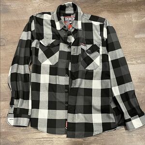 DIXXON Black and White Buffalo Plaid Button-Up Shirt